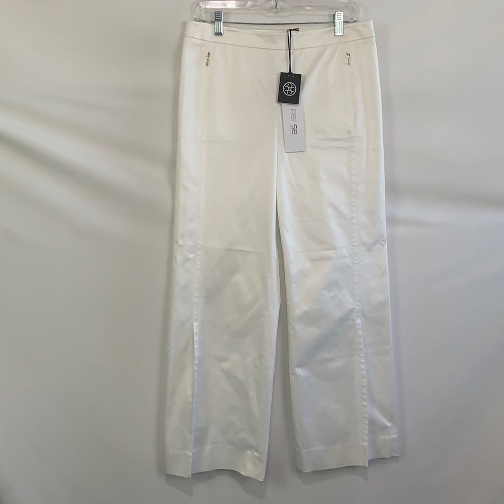 Per Se NWT white wire with slit slacks